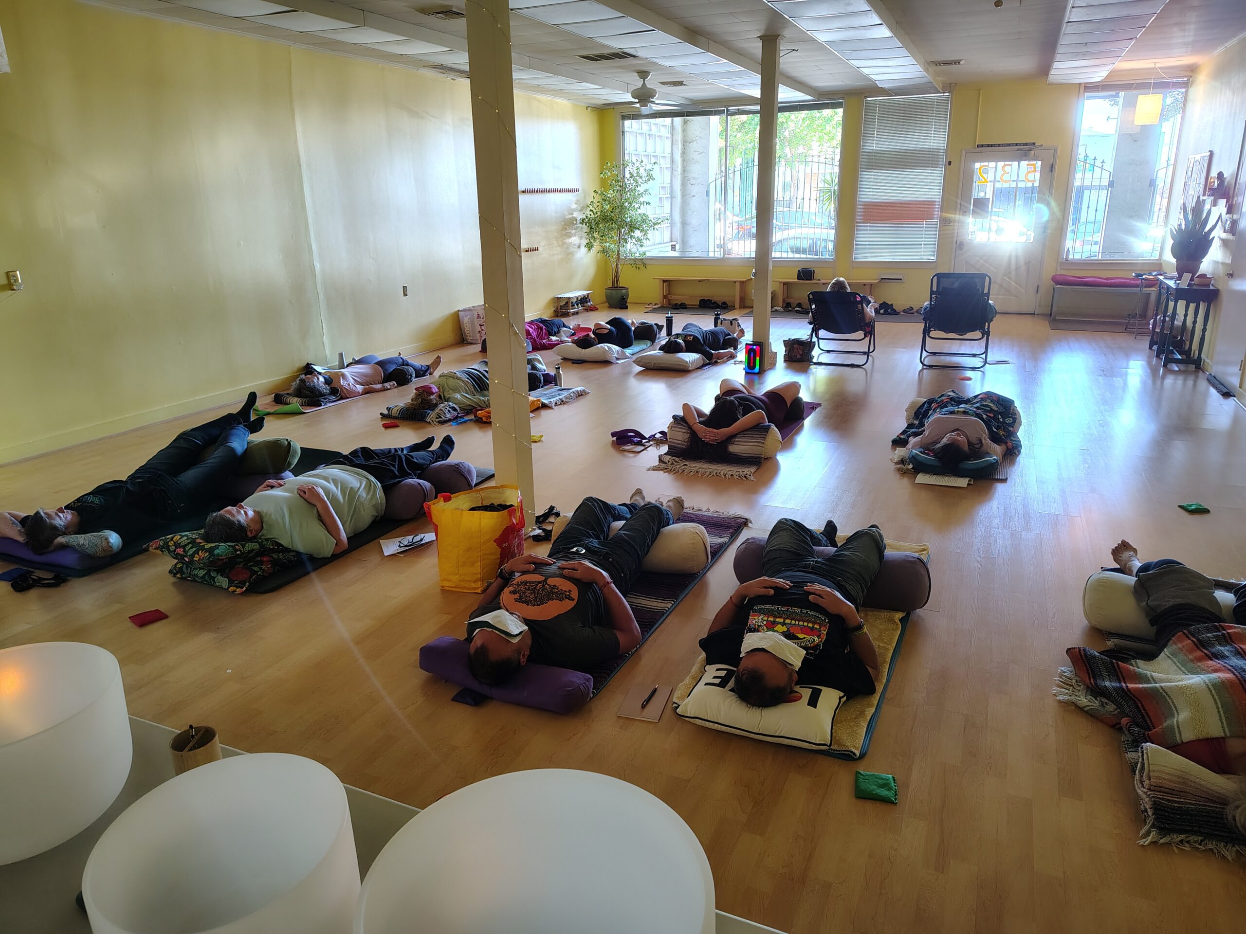 Participants resting during a sound bath in Vallejo